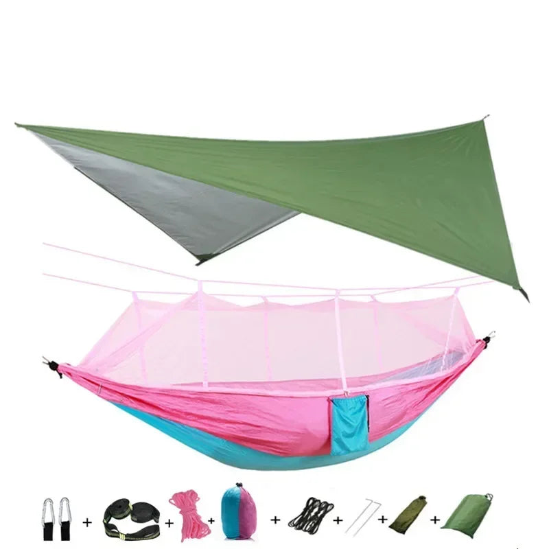 Hamac de Camping Double Moustiquaire, Bâche Imperméable et Sangles, 260 x 140 cm, vue 24