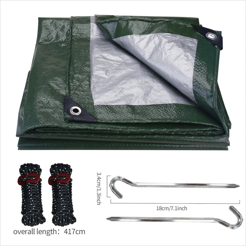 Bâche pour hamac imperméable en polyéthylène 105 g/m², œillets renforcés, vert ou bleu, 5 tailles, vue 9