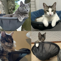 Hamac pour Chat Mural Pliable en Métal et Maille, Coupole de 43,5 cm, Noir ou Blanc, vue 6