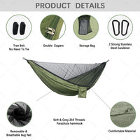 Hamac de Camping 2 en 1 avec Moustiquaire, Nylon 210T, 270 x 140 cm, vue 2