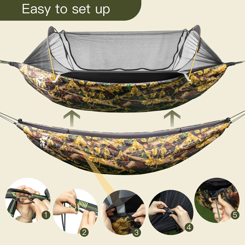 Sous-Couette pour Hamac Isolante 240 x 110 cm, Coton Creux 250 g/m², Camouflage ou Vert Militaire, vue 6
