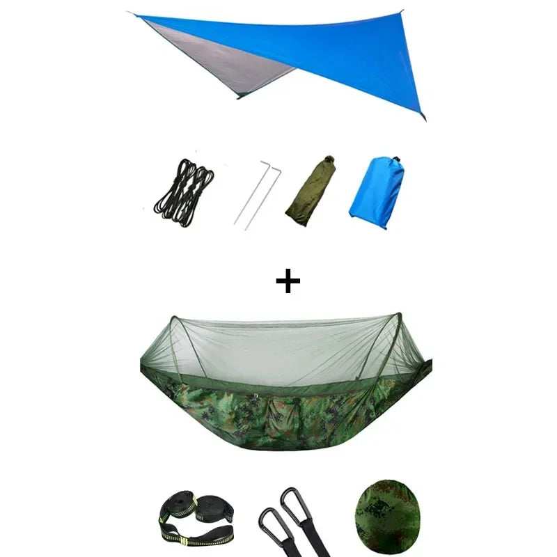 Hamac de camping pop-up avec moustiquaire et bâche de protection, 250 x 120 cm, vue 18