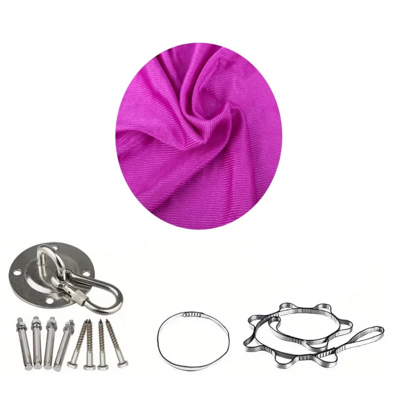 Hamac Suspendu Élastique en Polyamide, 150 x 280 cm, Kit de Fixation, Yoga Aérien, vue 16
