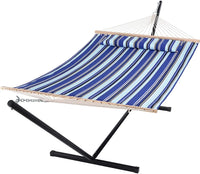 Hamac sur Pied Double Matelassé, Support Acier 12 Pieds, Toile 200 x 140 cm, vue 3