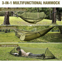 Hamac de Camping avec Moustiquaire Intégrée, Nylon Ultra-léger 720 g, Sangles et Mousquetons, vue 3
