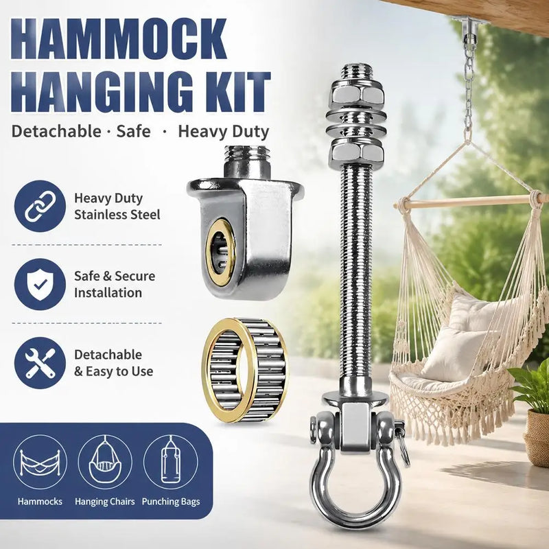 Crochet Pivotant Inox pour Hamac et Fauteuil Suspendu, avec Roulement à Aiguilles