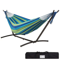 Hamac Double en Coton Rayé avec Support en Acier 9 Pieds et Sac de Transport, vue 10