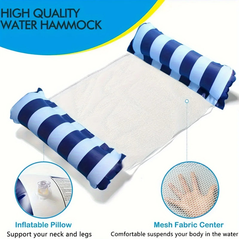 Hamac Gonflable de Piscine en PVC Épais avec Filet, 130 x 70 cm, Rose ou Bleu Ciel, vue 4