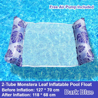 Hamac Gonflable de Piscine 4 en 1 en PVC, Motif Feuilles de Monstera, 127 x 70 cm, avec Pompe, vue 7
