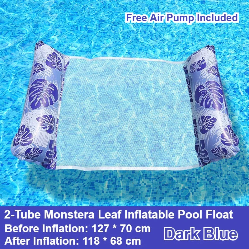 Hamac Gonflable de Piscine 4 en 1 en PVC, Motif Feuilles de Monstera, 127 x 70 cm, avec Pompe, vue 7
