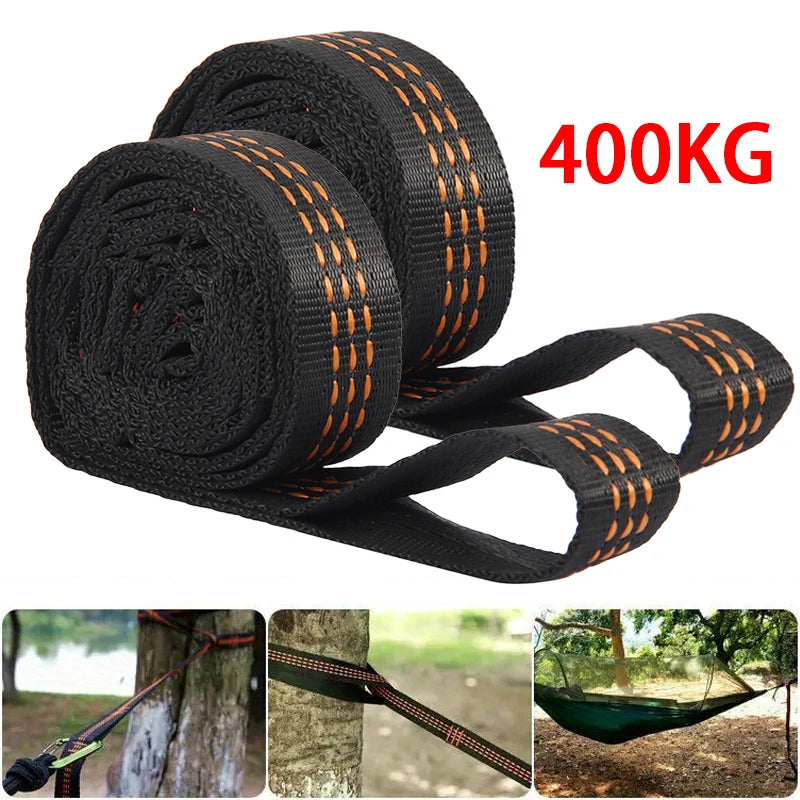 Sangles de Hamac Nylon Noir Orange pour Arbres, Lot de 2 à 6