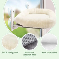 Hamac pour Chat Fenêtre Pliable, Housse Zippée Réversible Peluche et Maille, Blanc ou Gris, vue 6