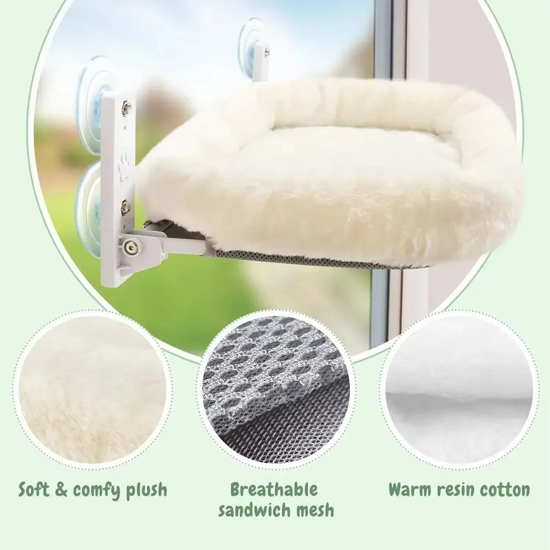 Hamac pour Chat Fenêtre Pliable, Housse Zippée Réversible Peluche et Maille, Blanc ou Gris, vue 6
