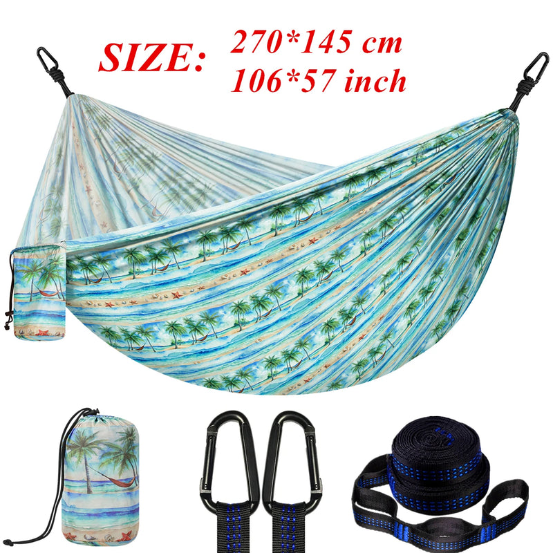 Hamac de Camping Portable en Nylon avec Sangles, Mousquetons et Sac, 4 Modèles de 250 x 120 à 300 x 200 cm, vue 8