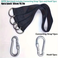 Sangles de Suspension pour Hamac avec Anneaux en D et Mousquetons à Vis, Lot de 2, 30 à 200 cm