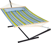 Hamac sur Pied Double Matelassé, Support Acier 12 Pieds, Toile 200 x 140 cm, vue 6