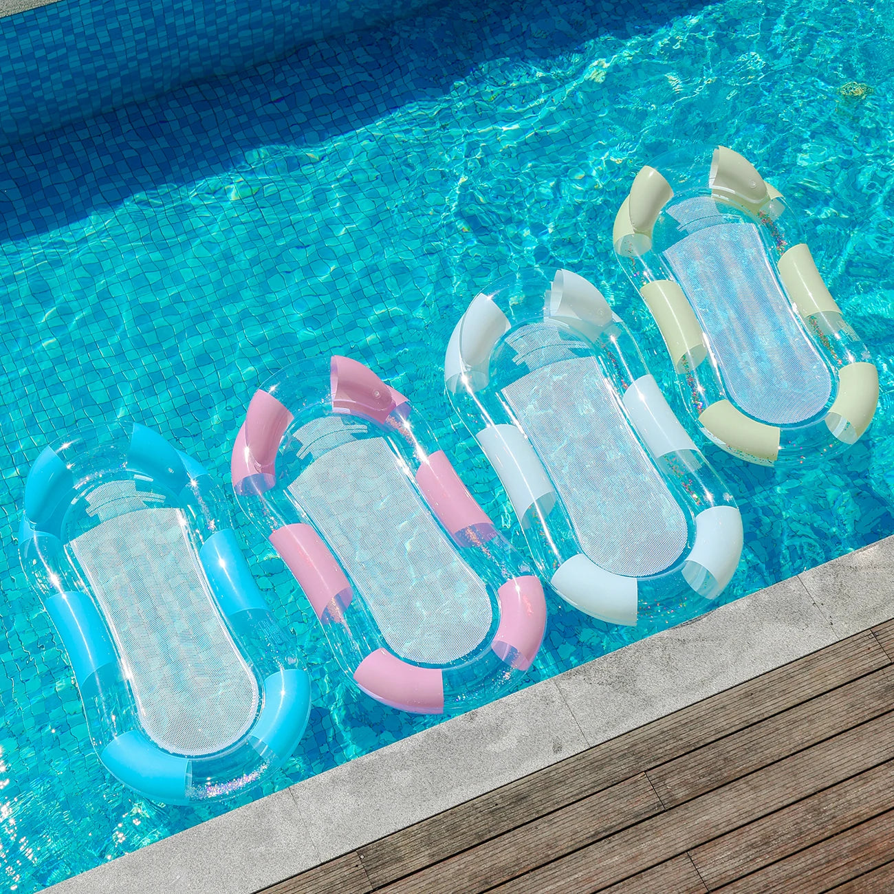 Hamac Gonflable de Piscine pour Adulte avec Filet, 151 x 85,5 cm