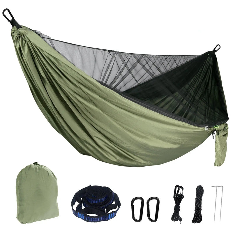 Hamac de Camping avec Moustiquaire et Bâche en Nylon Parachute, 290 x 140 cm, 1 Place, vue 3