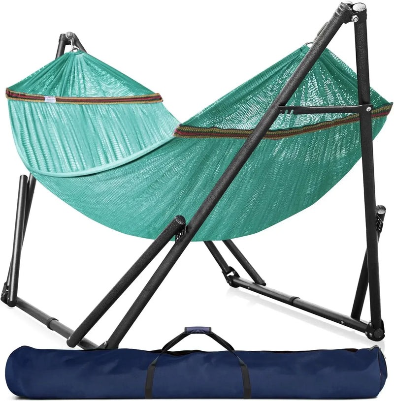 Hamac sur Pied Pliable 2 Places, Barres en Bois et Sac de Transport, vue 17