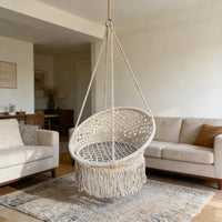 Chaise Hamac Suspendue en Macramé avec Franges, Siège Rond, 8 Coloris, vue 2