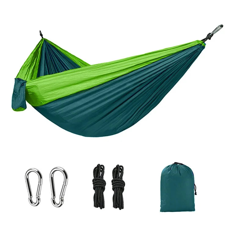 Hamac de Camping 1 Place en Nylon Bicolore, 270 x 140 cm, 7 Coloris, Mousquetons, vue 10