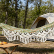 Hamac 2 Places à Franges Macramé, Vert Feuillage 300 x 150 cm, avec Sangles et Sac