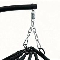 Fauteuil Suspendu Pliable Tressé Noir avec Pied en C et Coussin Noir, vue 3