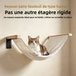 Hamac Mural pour Chat en Bois et Toile Blanc Cassé, 85 x 33 cm