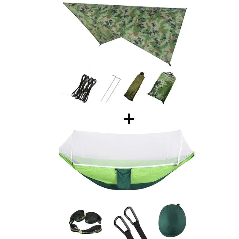 Hamac de camping pop-up avec moustiquaire et bâche de protection, 250 x 120 cm, vue 14