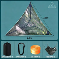 Hamac Triangle Filet Noir pour Arbres, Polyester, 2,8 m de Côté, vue 7