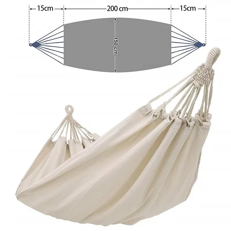Hamac Double 2 Places en Coton Blanc Cassé, Toile 200 cm
