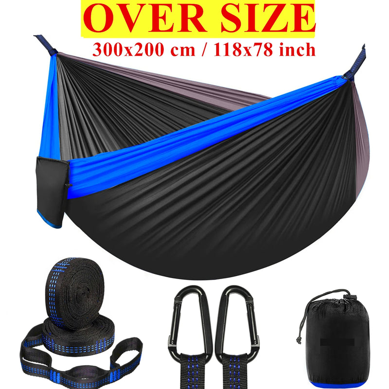 Hamac de Camping Portable en Nylon avec Sangles, Mousquetons et Sac, 4 Modèles de 250 x 120 à 300 x 200 cm, vue 6