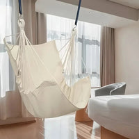 Chaise Hamac Suspendue en Toile de Coton Noir, Gris ou Blanc Cassé avec Sac