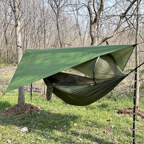 Hamac de camping double avec moustiquaire, sangles et bâche en option, vue 7