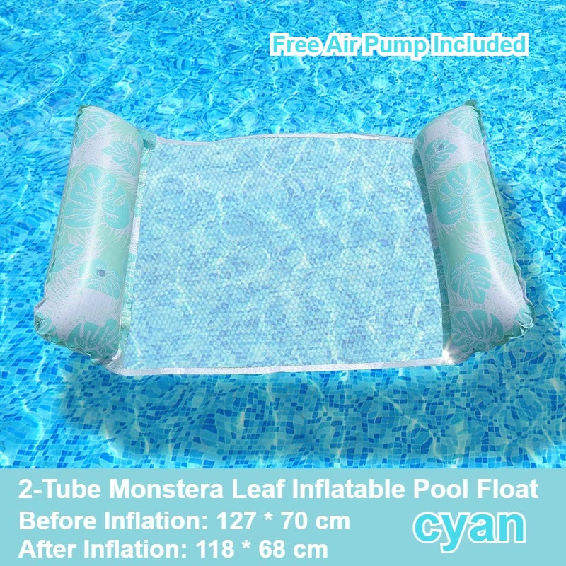 Hamac Gonflable de Piscine 4 en 1 en PVC, Motif Feuilles de Monstera, 127 x 70 cm, avec Pompe, vue 8