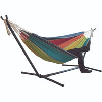 Hamac Double de Camping en Coton Rayé avec Cadre en Acier Gain de Place, vue 8