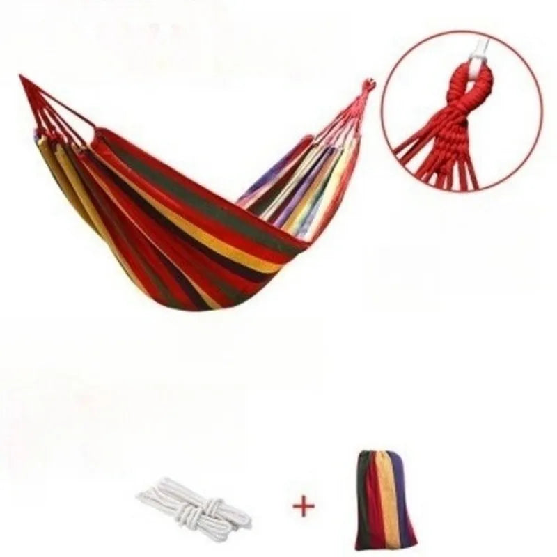 Hamac 1 Place en Toile Rayée pour Jardin et Camping, 260 x 80 ou 260 x 100 cm, vue 12