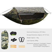 Hamac de Camping avec Moustiquaire Dôme et Pare-Soleil, 270 x 140 cm, Sous-Couette en Option, vue 8