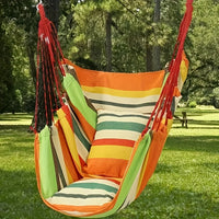 Chaise Hamac Suspendue en Toile Rayée, 130 x 100 cm, avec Sac de Rangement, 3 Coloris