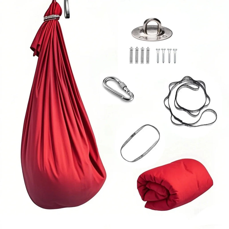 Hamac Suspendu Élastique en Polyamide, 150 x 280 cm, Kit de Fixation, Yoga Aérien, vue 19