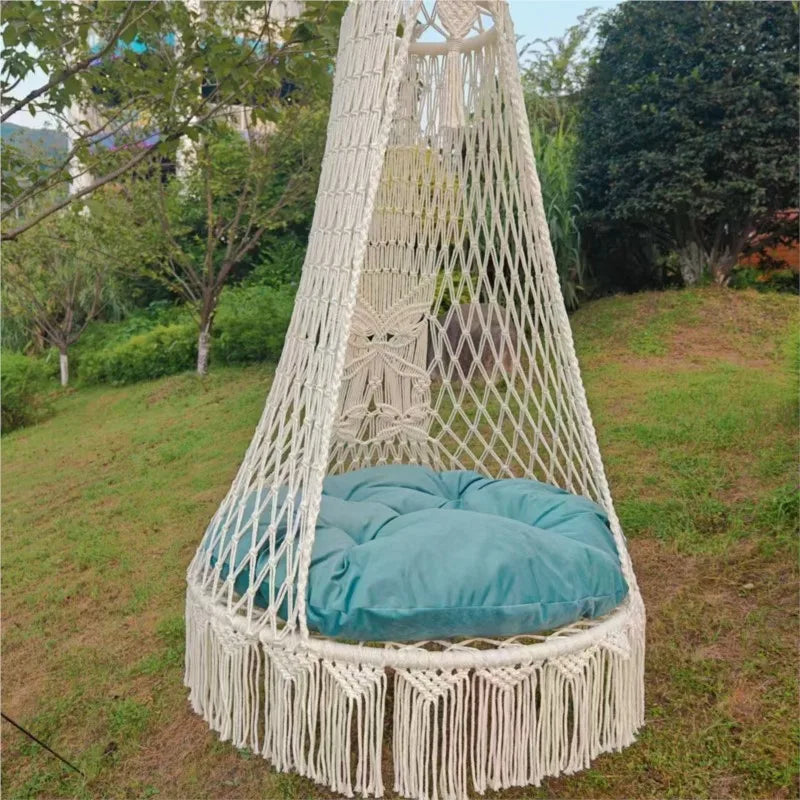 Chaise Hamac Suspendue Macramé de Coton Cocon, avec ou sans Coussin, vue 3