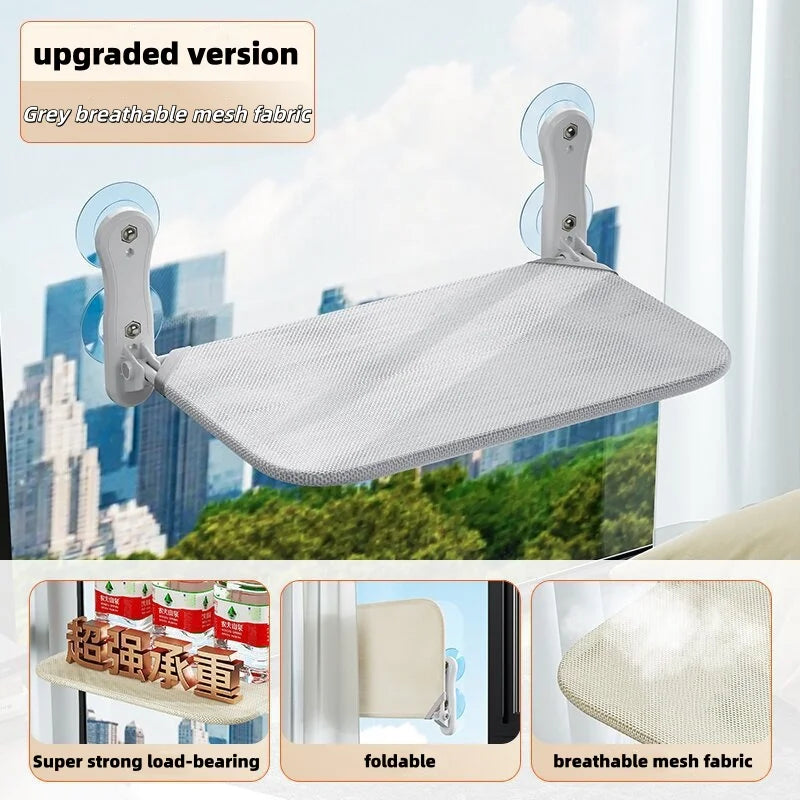 Hamac pour Chat Pliable pour Fenêtre ou Mur Lisse, Maille Grise ou Beige, 45 ou 52 x 30 cm, vue 7