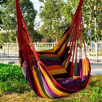 Chaise Hamac Suspendue Rayée 130 x 100 cm, 2 Cordes et Sac, avec ou sans Oreiller