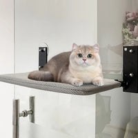 Hamac pour Chat de Fenêtre Pliable à Ventouses, Étagère en Maille Grise, 56,5 x 30 cm