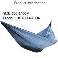 Hamac de Camping Ultraléger Double en Nylon, 300 x 140 cm, Sangles et Mousquetons, vue 2