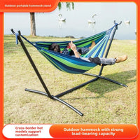 Hamac sur Pied 1 Place, Toile de Coton Rayée, Support 260 cm