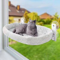 Hamac pour Chat Fenêtre Pliable, Housse Zippée Réversible Peluche et Maille, Blanc ou Gris, vue 7