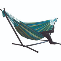 Hamac Double de Camping en Coton Rayé avec Cadre en Acier Gain de Place, vue 7