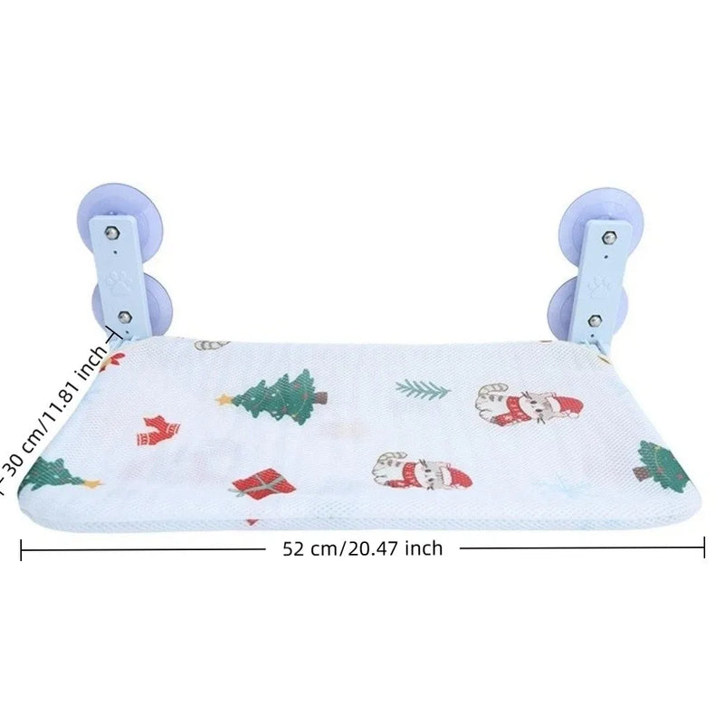 Hamac pour chat de fenêtre à ventouses, pliable, motif sapins de Noël, 52 x 30 cm, vue 6