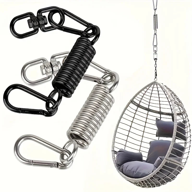 Ressort de Suspension Noir pour Fauteuil Œuf, Émerillon et 2 Mousquetons à Vis